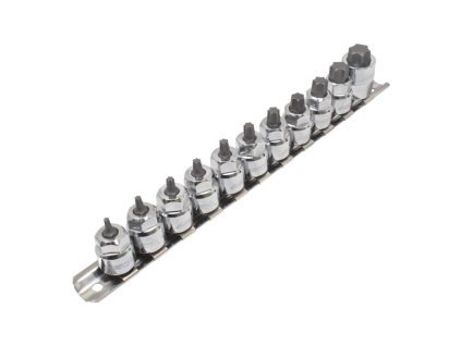 Zástrčné hlavice Torx 3/8", nízkoprofilové, na liště, T10-T60, 11 ks - ASTA