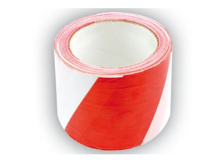 Páska výstražná červenobílá 75 mm x 100 m