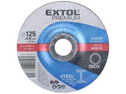 Kotouč řezný na ocel/nerez, 125x0,8x22,2mm EXTOL PREMIUM