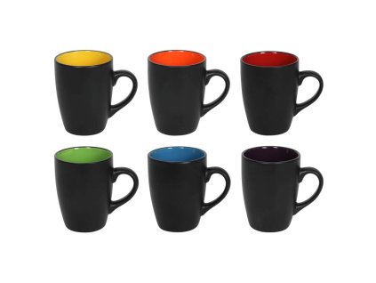 HIT Sada hrnků 6 ks černá s barevným vnitřkem 340 ml HT-24304414