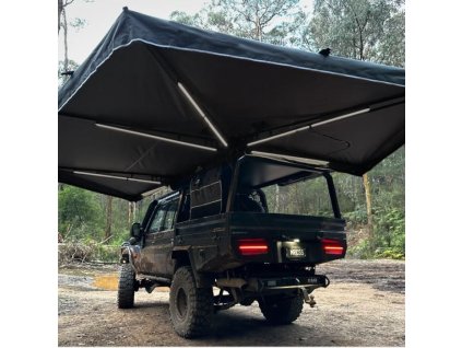 Markýza samonosná na auto vějířová 360° černá 2,5m na levou stranu