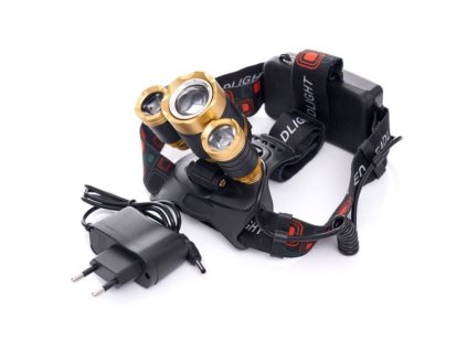 Čelovka nabíjecí 3xLED 1xT6 zoom + 2xQ5 KRAFT&DELE