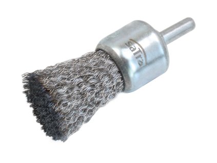 Kartáč koncový, vlnitý, ocelový, 25x30 mm, stopka - SATRA