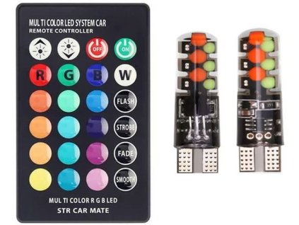 Žárovky LED 12V T10 RGB s dálkovým ovládáním