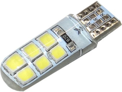 Žárovka LED T10 12V bílá, 12xSMD2835, silica