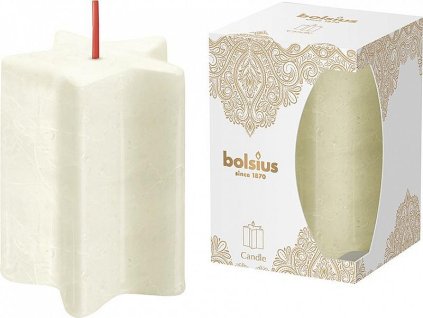 Svíčka bolsius Pillar hvězda, zlatá krajka, 100x70mm