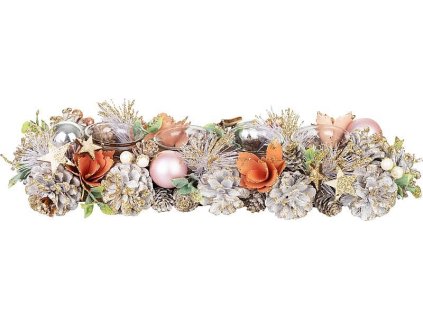 MagicHome Vánoční Ikebana, advent, růžovo-oranžový, 44x15x9 cm