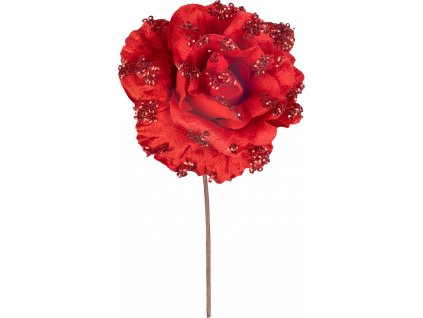 MagicHome Vánoční květina, růže, červená, 17 cm, velikost květu: 9 cm