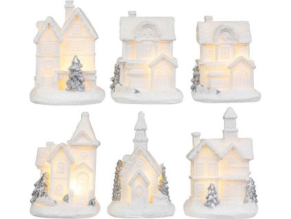 MagicHome Vánoční dekorace, dům, plast, 1xLED teplá bílá, 6x6x8 cm, 2xLR44