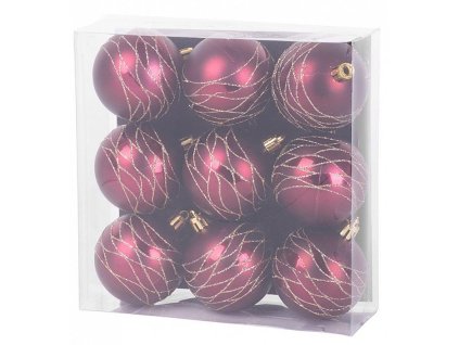 Vánoční baňky MagicHome bordové-matné 6cm, 9ks