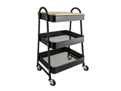 Regál 3patra BLACK SERIE 1822 45,5x30,5x78,5cm na kolečkách
