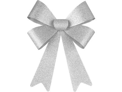 MagicHome Vánoční dekorace, mašle, stříbrná, 38 x 30 cm