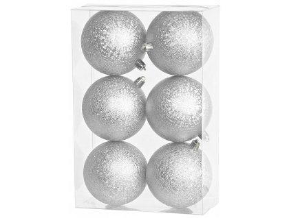 Vánoční baňky MagicHome stříbrné, 6ks, 8cm