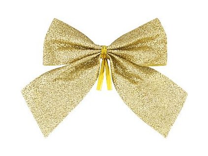 MagicHome Vánoční dekorace, mašle, zlatá, bal. 4 ks, 9 x 9 cm