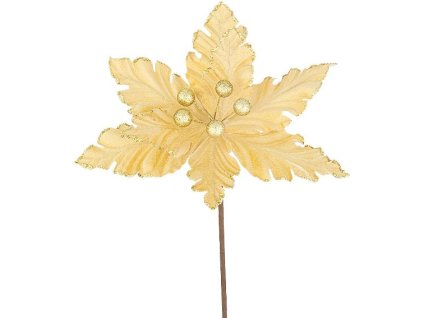 MagicHome Vánoční květina, vánoční hvězda, zlatá, 30 cm, velikost květu: 20.5 cm