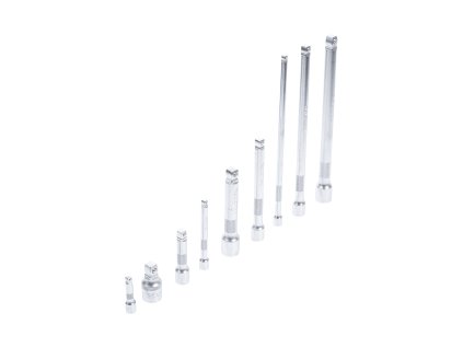 Prodloužení výkyvná 1/4", 3/8" a 1/2", různé délky, sada 9 kusů - BGS 2253