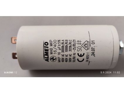16uF/400V motorový kondenzátor MAB MKP, 40x78mm