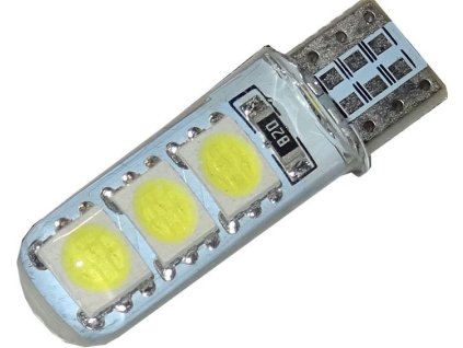 Žárovka LED T10 12V bílá, 6xSMD5050, silica