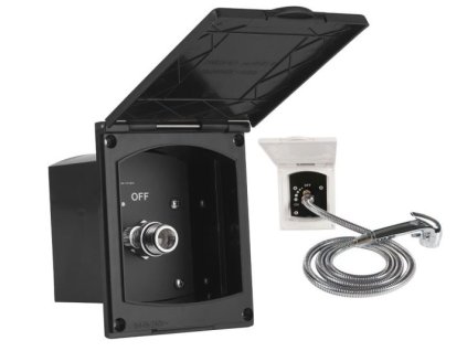 Externí dvířka se sprchou na našrobování a ovládáním - černá