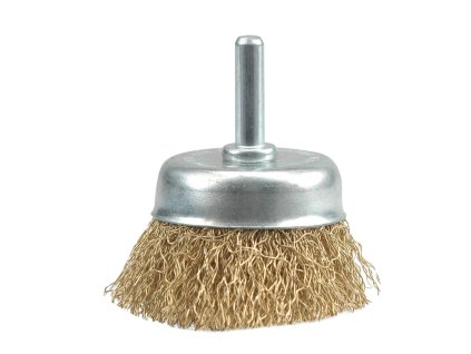 Kartáč drátěný čelní s nástavcem do vrtačky 50 mm pomosazený drát
