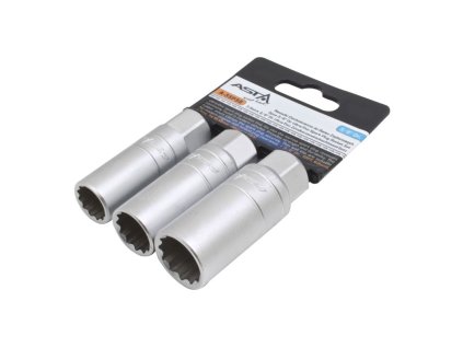 Hlavice na zapalovací svíčky, extra tenké, 3/8", 12hran, 14, 16, 18 mm, 3 ks - ASTA