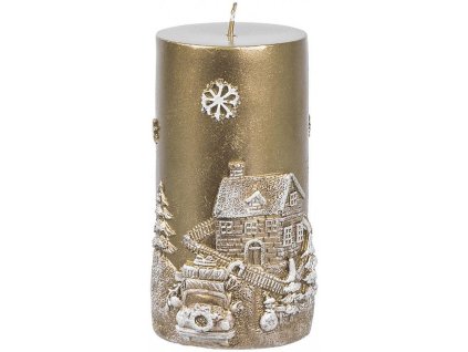 Svíčka s vesnici MagicHome zlatá 7x12,5cm