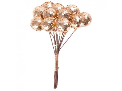 Větvička MagicHome bobule, zlatá, 9cm, 1bal. = 6ks, cena za 1ks