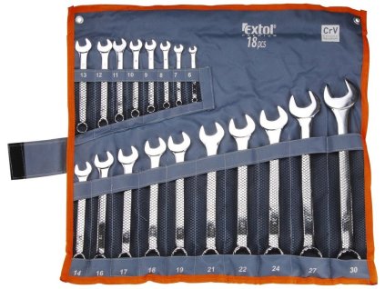 Klíče očkoploché, sada 18ks, 6-30mm, CrV, EXTOL PREMIUM
