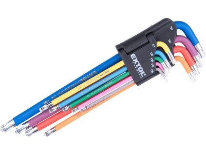 L-klíče TORX prodloužené s kuličkou T10-50 sada 9 ks - EXTOL PREMIUM