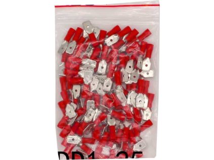 Faston-konektor 6,3mm červený pro kabel 0,5-1,5mm2, balení 100ks