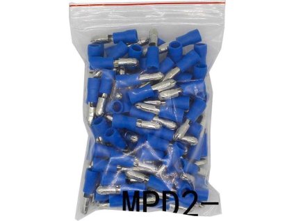 Konektor KOLÍK 4mm modrý, kabel 1,5-2,5mm2, balení 100ks