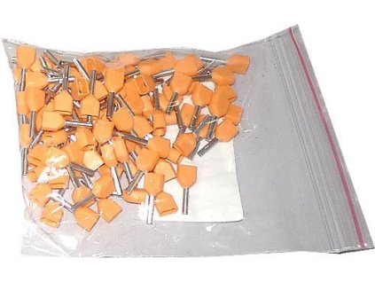 Dutinka pro dva kabely 0,5mm2 oranžová (TE0,5-8), balení 100ks