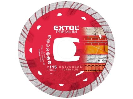 Kotouč diamantový řezný turbo plus, 115x22,2mm, EXTOL PREMIUM