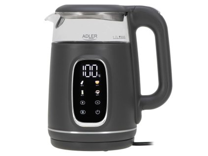 Rychlovarná konvice skleněná LED s regulací teploty 1,7l , šedá