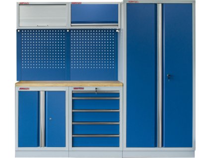Sestava PROFI BLUE dílenského nábytku s vysokou širokou skříní 5 ks - MTGS1300WA