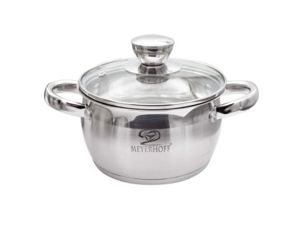 Hrnec nerez ¤14x9,5cm 1,3L MEYERHOFF T2 skleněná poklice