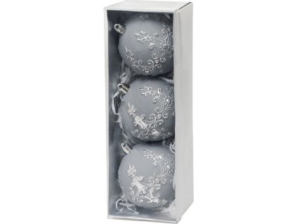 MagicHome Vánoční koule, sada, 3 ks, postříbřeno, na vánoční stromeček, 8 cm