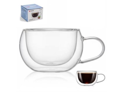 Hrnek sklo 250ml dvoustěnný ucho  TRG-50