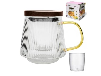 Hrnek sklo 480ml s filtrem a víčkem  TRG05