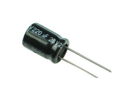 220u/25V 105° 8x12x5mm, elektrolyt.kondenzátor radiální