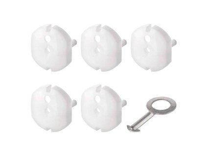 Záslepka bezpečnostní do zásuvky, 5ks + klíč