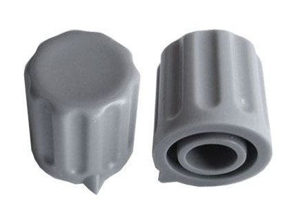 Přístrojový knoflík KP1406, 14x15mm, hřídel 6mm, šedý s šipkou