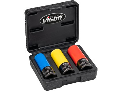 Kované nástrčné klíče na kola, 1/2" 17-21mm, 3 ks, Vigor - V2522-BE