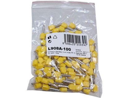 Dutinka pro dva kabely 1mm2, žlutá (TE1.0-10), balení 100ks