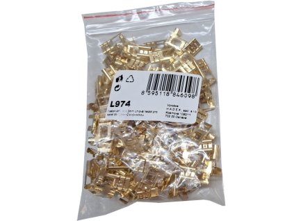 Faston-zdířka 6,3mm úhlová,neizol.kabel do 1,5mm2, balení 100ks