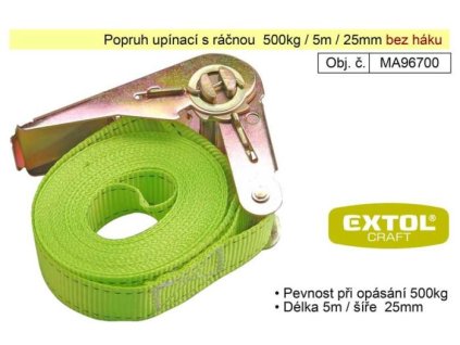 Upínací popruh-kurta 5m s ráčnou, pevnost 500kg