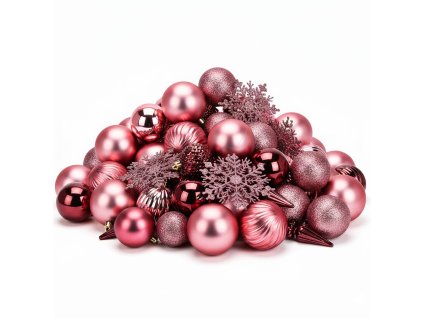 HOMESTYLING Vánoční ozdoby sada 57 ks růžová KO-CAN304060