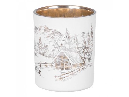 Svícen s krajinou MagicHome bílý, 6x7cm