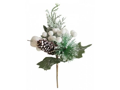 Větvička MagicHome s šiškou bílá, 21cm