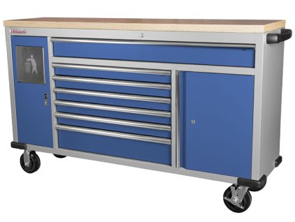 Pojízdný pracovní stůl, 7 zásuvek, modrý - MTGC1372